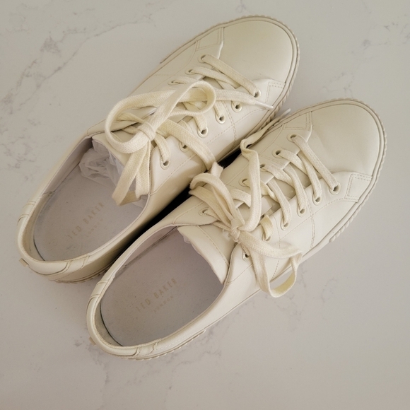 Ted Baker Kimiah Sneakers Ecru Cream Ivory Leather Vulcanised Trainer 39.5 - Picture 5 of 12